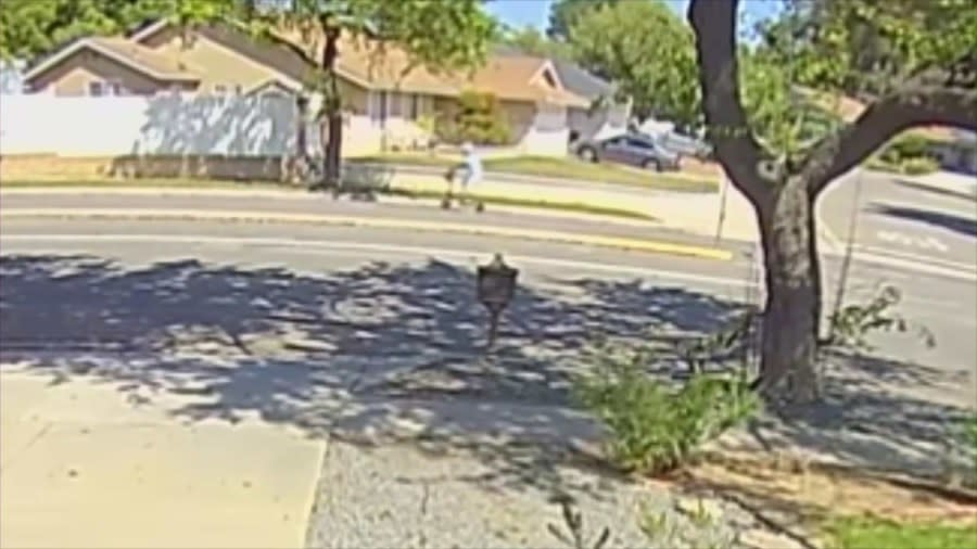 Ring camera footage showing the day the suspect set up the hidden camera in Chino Hills. (James Dimapasok)