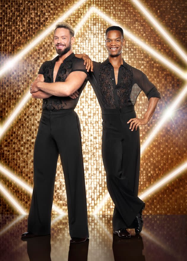 John Whaite and Johannes Radebe are Strictly's first-ever all-male pairing (Photo: Ray BurmistonBBC)