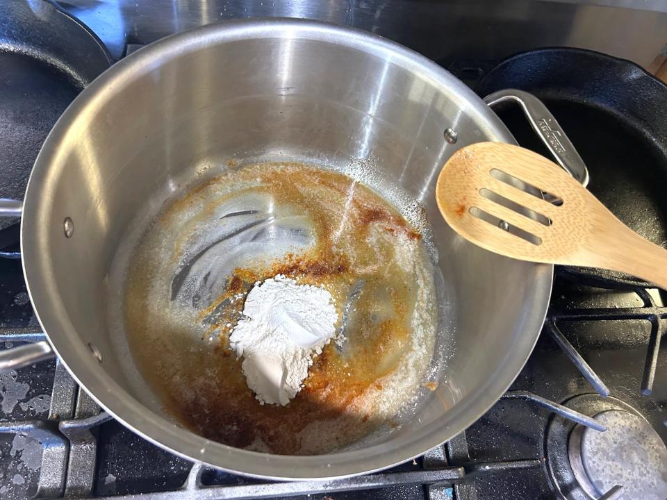 Adding flour to butter for Tini's mac and cheese