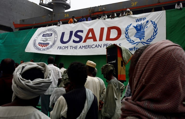 Workers offload US aid destined for South Sudan from the World Food Programme (WFP) at Port Sudan on March 19, 2017: the United States warned it was considering cutting off aid to South Sudan unless its "morally bankrupt leaders" end their infighting