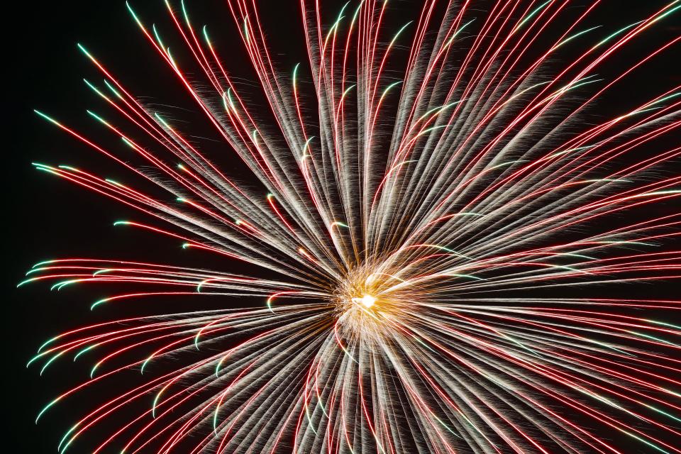 Fireworks explode in the sky during the Fireworks Extravaganza at Buffalo Springs Lake in this file photo from July 3, 2018.