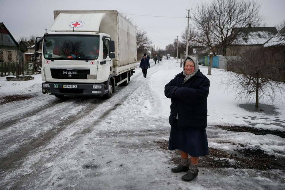 Damage during fighting between the Ukrainian army and pro-Russian separatists