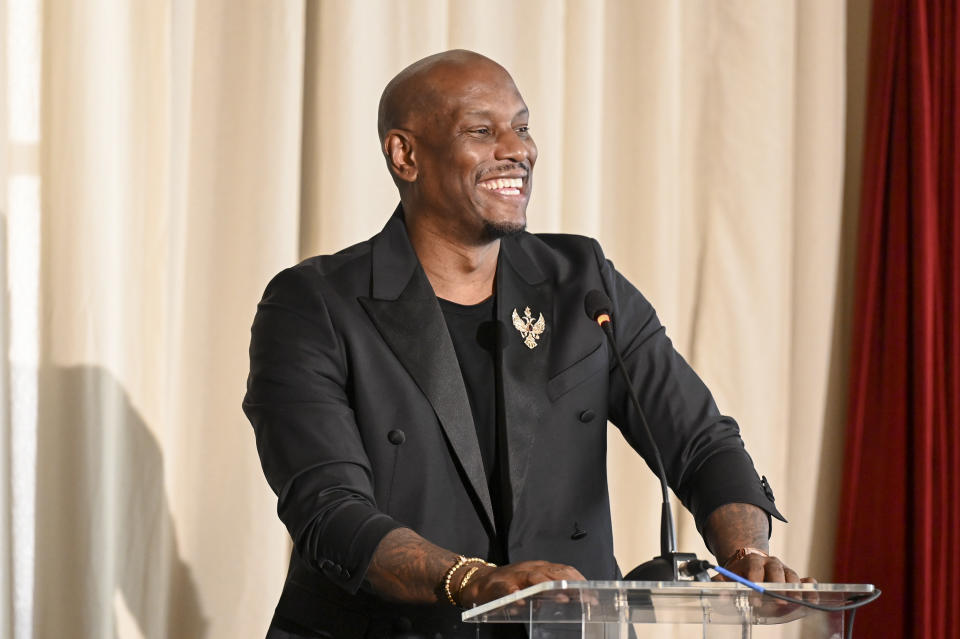 Tyrese Gibson speaks onstage at the AAFCA Special Achievement Awards Luncheon held at the Los Angeles Athletic Club on March 3, 2024 in Los Angeles, California.