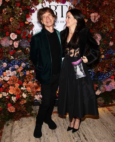 <p>Dimitrios Kambouris/Getty</p> Mick Jagger and Melanie Hamrick pose at the American Ballet Theatre Fall Gala at David H. Koch Theater at Lincoln Center in October 2023 in New York City.