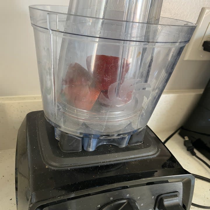 strawberries in a food processor