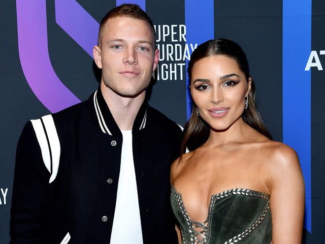 <p>Dimitrios Kambouris/Getty</p> Christian McCaffrey and Olivia Culpo attend AT&T TV Super Saturday Night on February 01, 2020 in Miami, Florida.