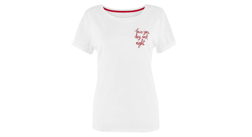 M&S Pure Cotton Love You Slogan Pyjama Top 