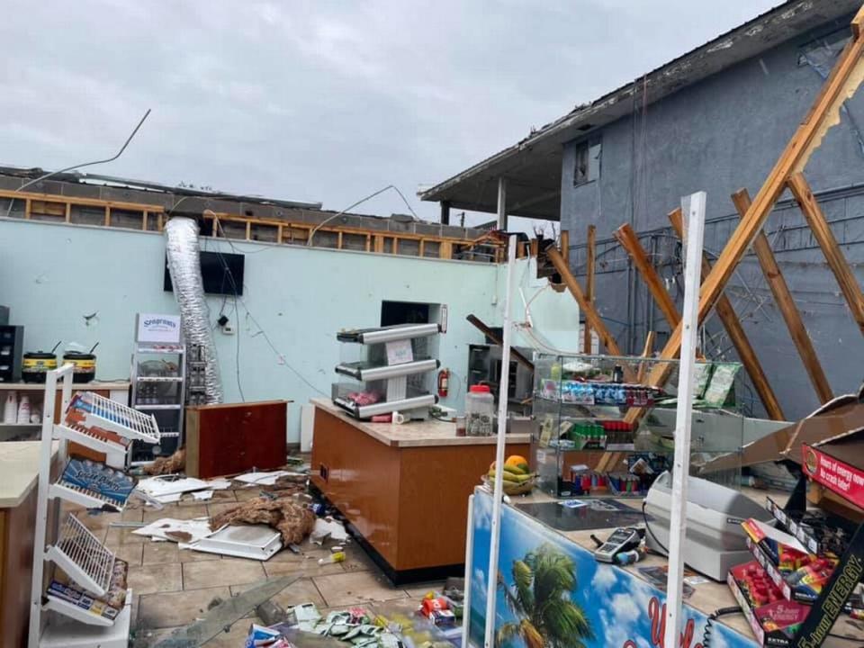 A convenience store in Florida’s Panama City Beach is destroyed by a tornado that reportedly touched down around 11:30 a.m. Saturday, April 10, 2021, according to the Panama City Government Facebook page.