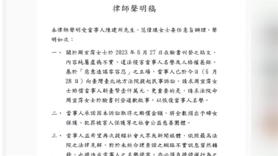 范瑋琪挺丈夫聲明疑黑人代筆　陳建州悄刪自介改喊五個字洩心聲