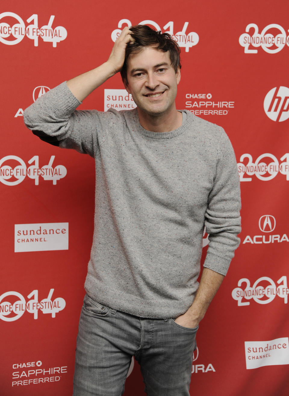 Mark Duplass, a cast member in "The One I Love," poses at the premiere of the film at the 2014 Sundance Film Festival, Tuesday, Jan. 21, 2014, in Park City, Utah. Duplass also served as executive producer of the film. (Photo by Chris Pizzello/Invision/AP)