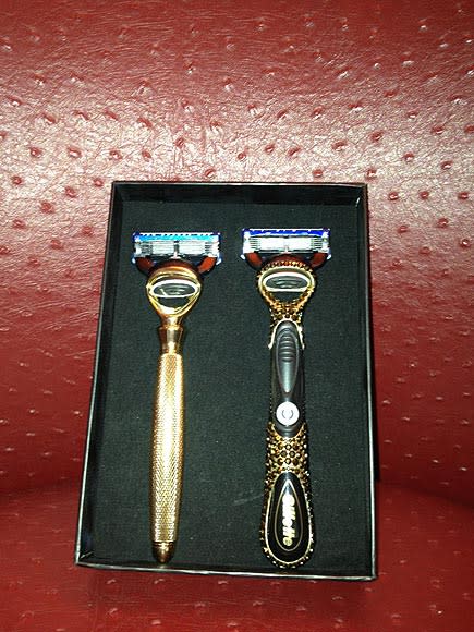 my own personally gold plated and diamond encrusted razor. #jeah. <a href="https://twitter.com/ryanlochte/" rel="nofollow noopener" target="_blank" data-ylk="slk:@ryanlochte;elm:context_link;itc:0;sec:content-canvas" class="link ">@ryanlochte</a>