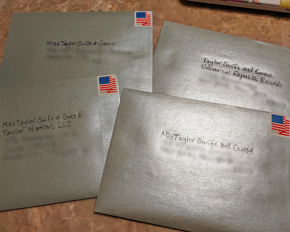 Wedding invitations addressed to Miss Taylor Swift (Krista Schnur  )