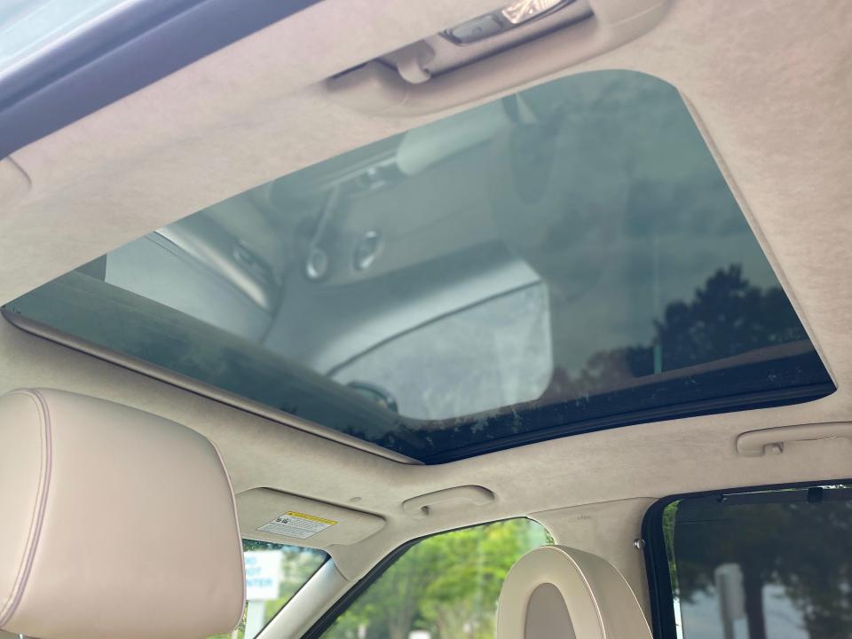 The glass roof of a 2024 Genesis GV60 Performance EV.