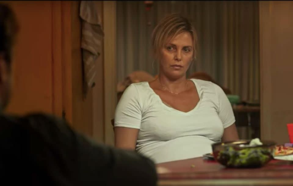 Charlize Theron stars as Marlo in Tully, a relatable exhausted mother. Source: Youtube