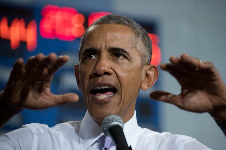 US President Barack Obama speaks during a Hillary for America campaign event in Miami, on October 20, 2016