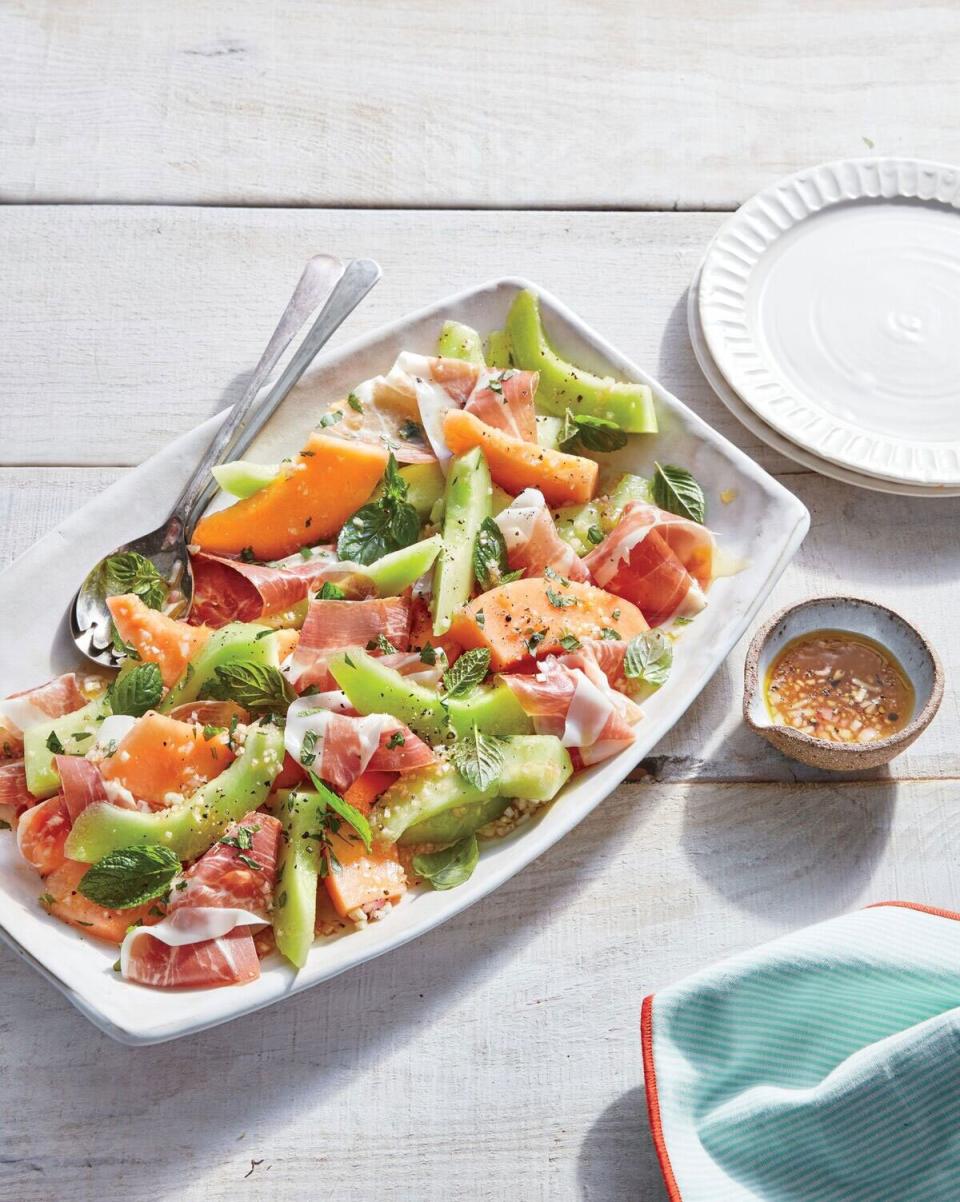 Summer Melon Salad with Ham and Mint Vinaigrette