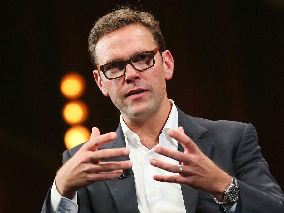 James Murdoch Co-COO 21st Century Fox attends a Keynote during MIPCOM at the Palais des Festivals on October 13, 2014 in Cannes, France.