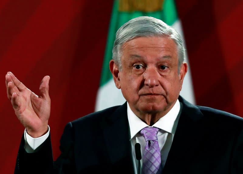 FILE PHOTO: Mexico's President Andres Manuel Lopez Obrador attends a news conference at the National Palace in Mexico City