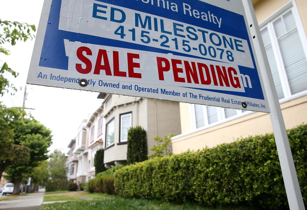 SAN FRANCISCO, CA - MAY 28:  A sale pending sign is posted in front of a home for sale on May 28, 2013 in San Francisco, California.  According to the Standard & Poor's Case-Shiller index, U.S. home prices surged 10.9 percent in March compared to one year ago, the largest gain since 2007.  Phoenix, Arizona recorded the largest gains with prices spiking 22.5 percent and San Francisco, California was a close second with gains of 22.2 percent.  (Photo by Justin Sullivan/Getty Images)