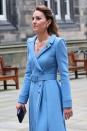 <p>The ladylike style is a perfect way to show off some accessories, as Kate displayed with a earring-necklace-brooch combo paired with her half-up 'do for the closing ceremony of the General Assembly of the Church of Scotland on May 27, 2021.</p>