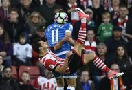 Britain Soccer Football - Southampton v AFC Bournemouth - Premier League - St Mary's Stadium - 1/4/17 Southampton's Cedric Soares in action with Bournemouth's Charlie Daniels Reuters / Dylan Martinez Livepic