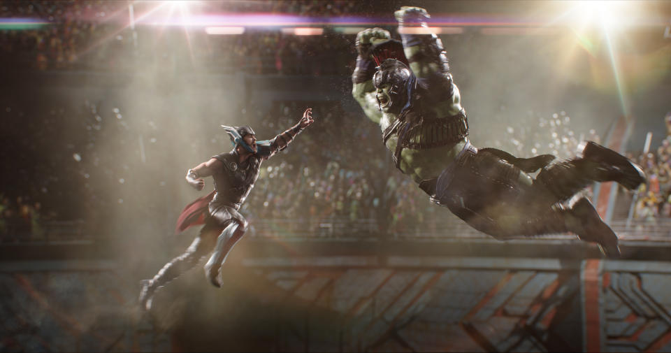 Thor vs. Hulk in <em>Thor: Ragnarok</em>. (Photo: Marvel Studios)