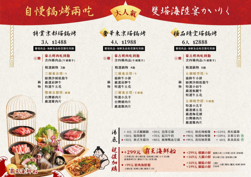 北屯菜單-套餐(圖／築崎相撲鍋物旗艦店提供）