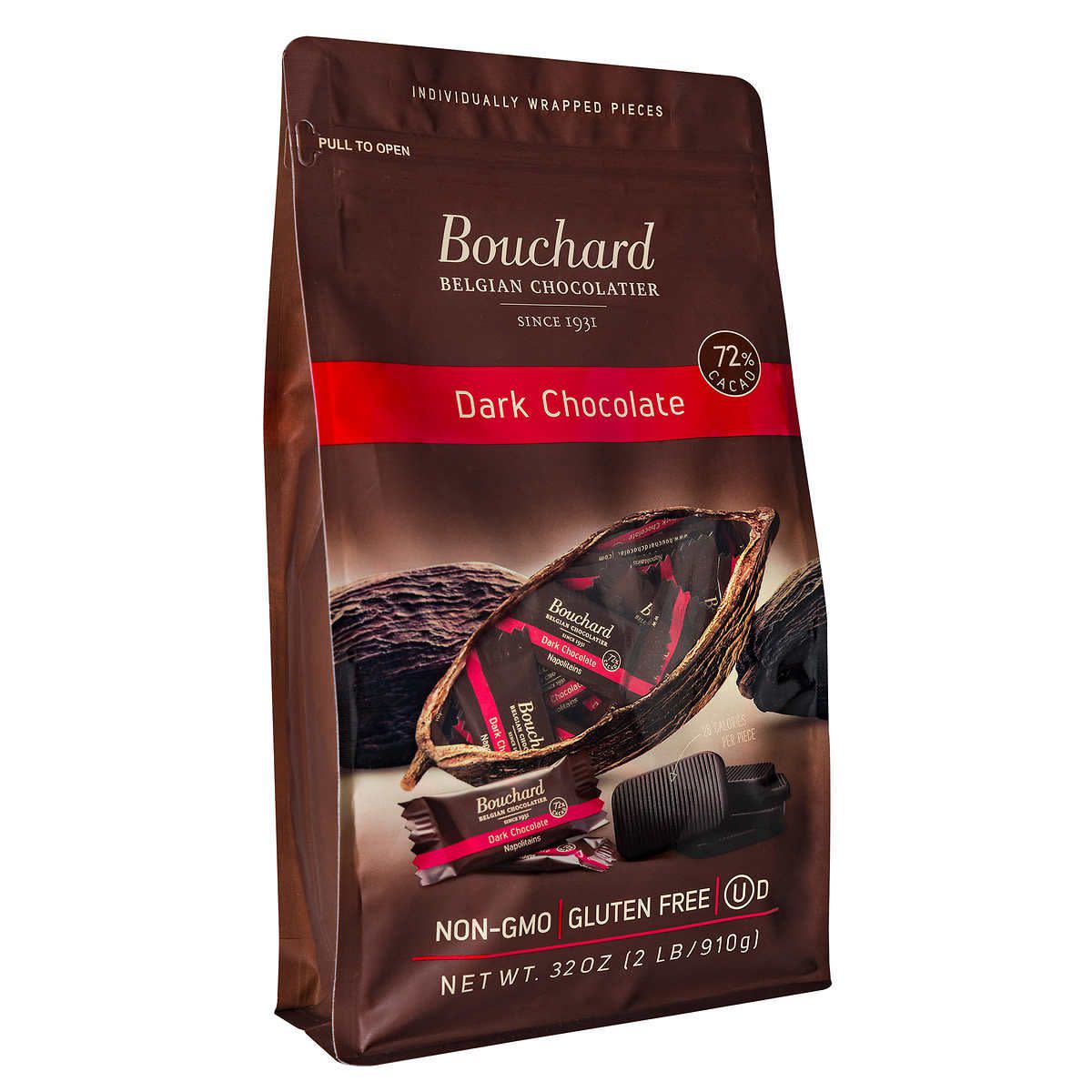 Bouchard Belgian Napolitains Premium Dark Chocolate 32 oz, 2-Pack