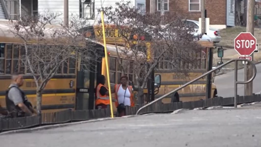 At least 100 drivers of school busses in St. Louis stopped work Monday and Tuesday in a show of support for a Black mechanic who found a noose at his workstation, and NAACP leaders are calling for an investigation into whether it was a hate crime. (Photo: Screenshot/YouTube.com/KSDK News)