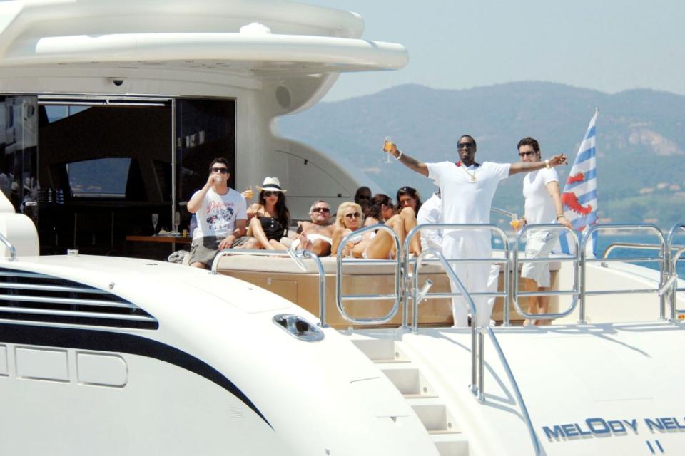 Combs is known for his lavish lifestyle, like cruising the South of France on this yacht with friends. INFphoto.com