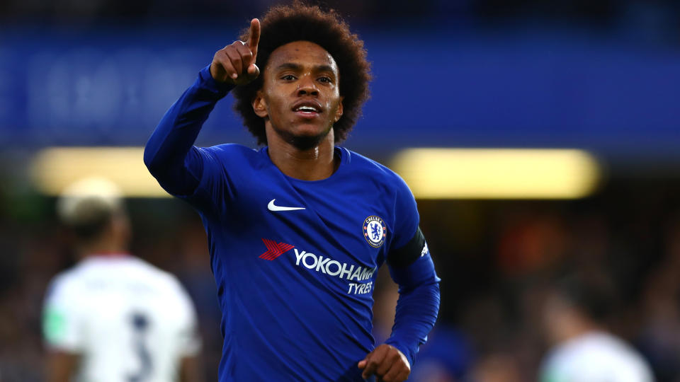 Willian scored his third goal in four games as Chelsea beat Crystal Palace 2-1.