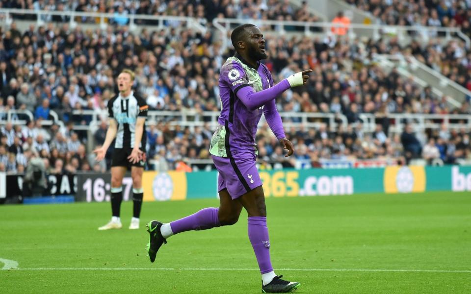 Tottenham's Tanguy Ndombele celebrates after scoring the 1-1 equalizer during the English Premier League match between Newcastle United and Tottenham Hotspur - Shutterstock