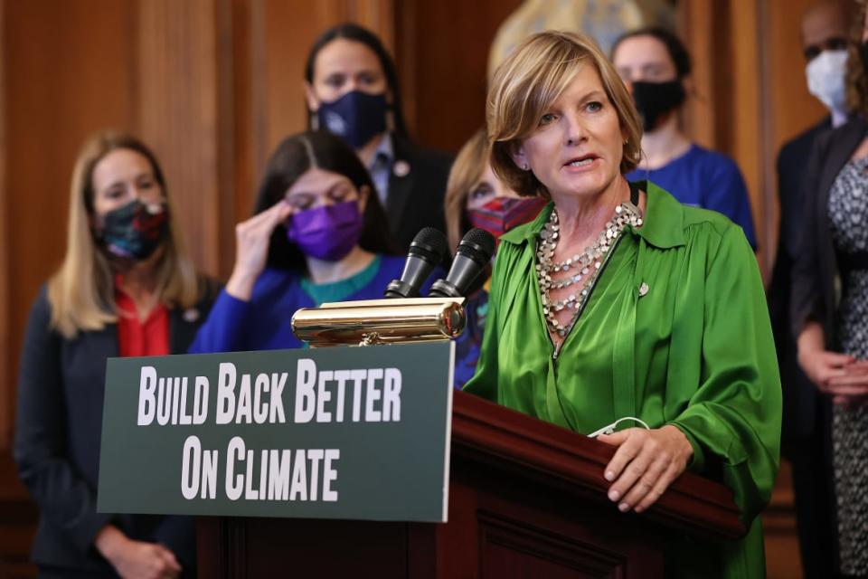 <div class="inline-image__title">1343602778</div> <div class="inline-image__caption"><p>Rep. Susie Lee advocates for action on climate change during an event with House Democrats in September.</p></div> <div class="inline-image__credit">Chip Somodevilla</div>