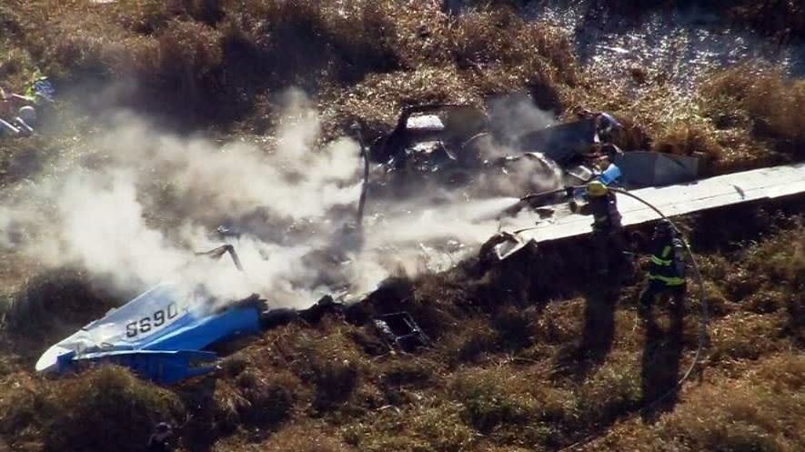 The single-engine Textron 208B crashed at around 9:35 a.m., according to the Federal Aviation Administration.