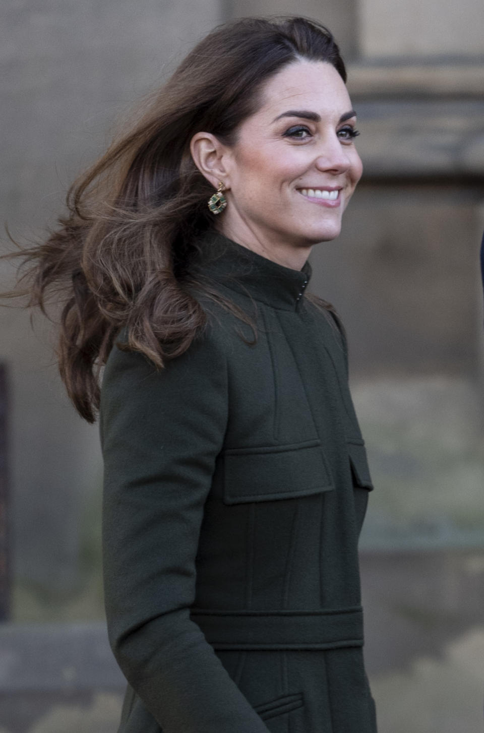 BRADFORD, ENGLAND - JANUARY 15: Catherine, Duchess of Cambridge visits City Hall in Bradfords Centenary Square where she met members of the public on a walkabout on January 15, 2020 in Bradford, United Kingdom. (Photo by Mark Cuthbert/UK Press via Getty Images)