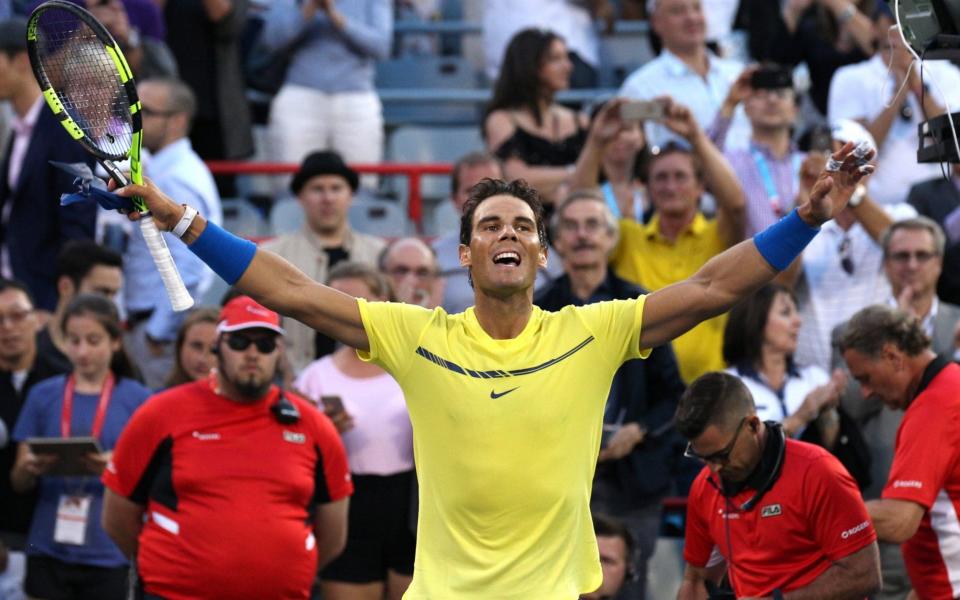 Rafael Nadal celebrates thrashing Borna Coric on Thursday night - USA Today Sports