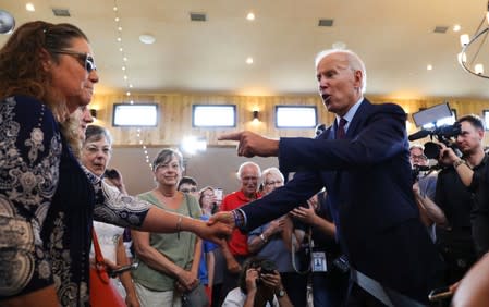 2020 Democratic U.S. presidential candidate and former Vice President Joe Biden meets with supporters during a campaign stop in Burlington