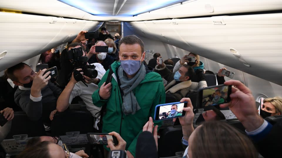 Alexei Navalny was immediately detained by Russian authorities on landing in Moscow from Berlin in January 2021. - Kirill Kudryavtsev/AFP/Getty Images