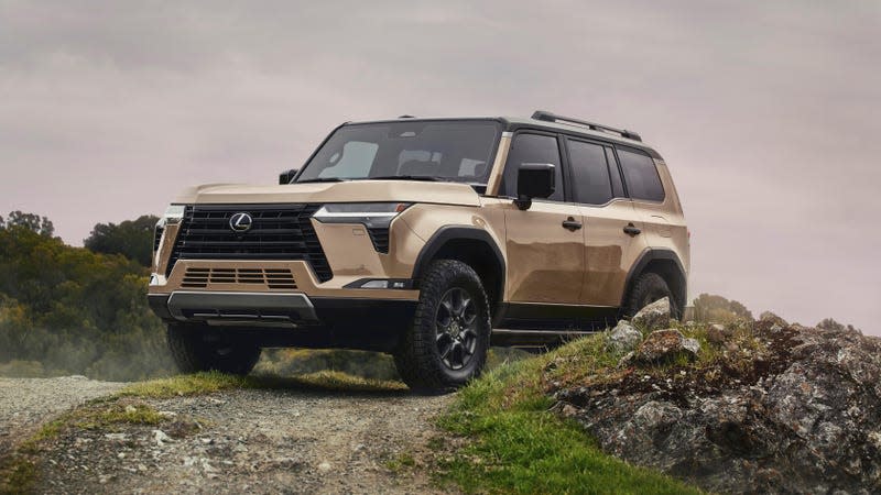 Front 3/4 view of a beige Lexus GX