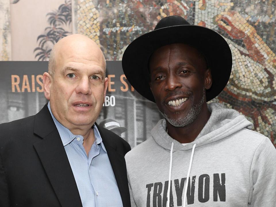 David Simon and Michael K Williams in 2018 (Kristina Bumphrey/Starpix/Shutterstock)