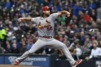 FILE PHOTO: Apr 17, 2019; Milwaukee, WI, USA; St. Louis Cardinals pitcher Michael Wacha (52) delivers a pitch against the Milwaukee Brewers at Miller Park. Mandatory Credit: Michael McLoone-USA TODAY Sports