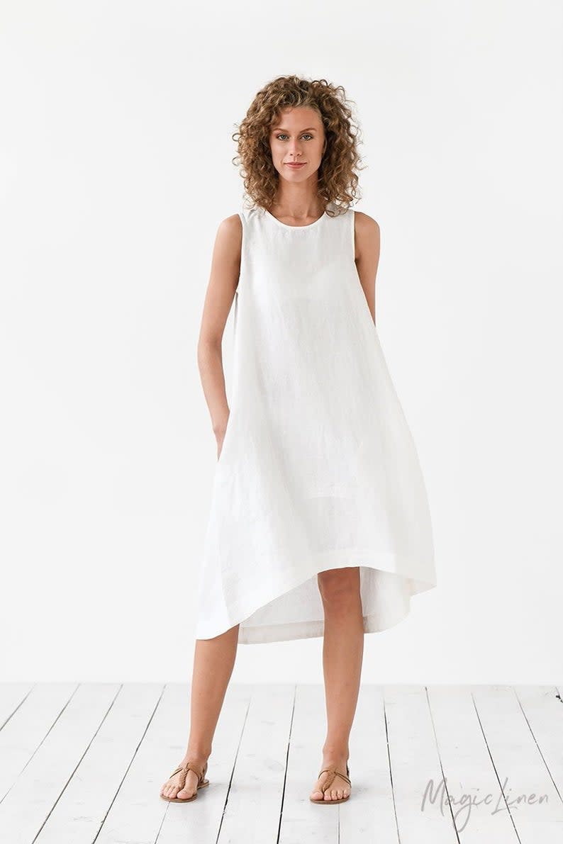 MagicLinen Royal Toscana White Linen Dress. (Photo via Etsy)