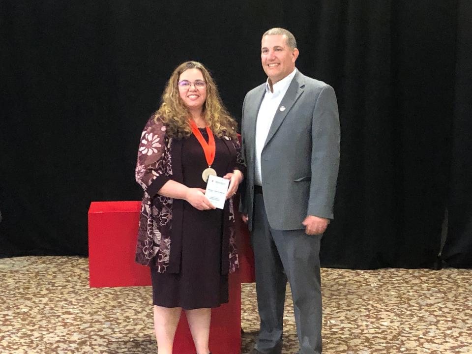 Vestal Middle School nurse Michelle Hroncich received the American Red Cross Southern Tier Chapter "Real Heroes" Education Award on May 25, 2023 inside Binghamton's DoubleTree by Hilton hotel.