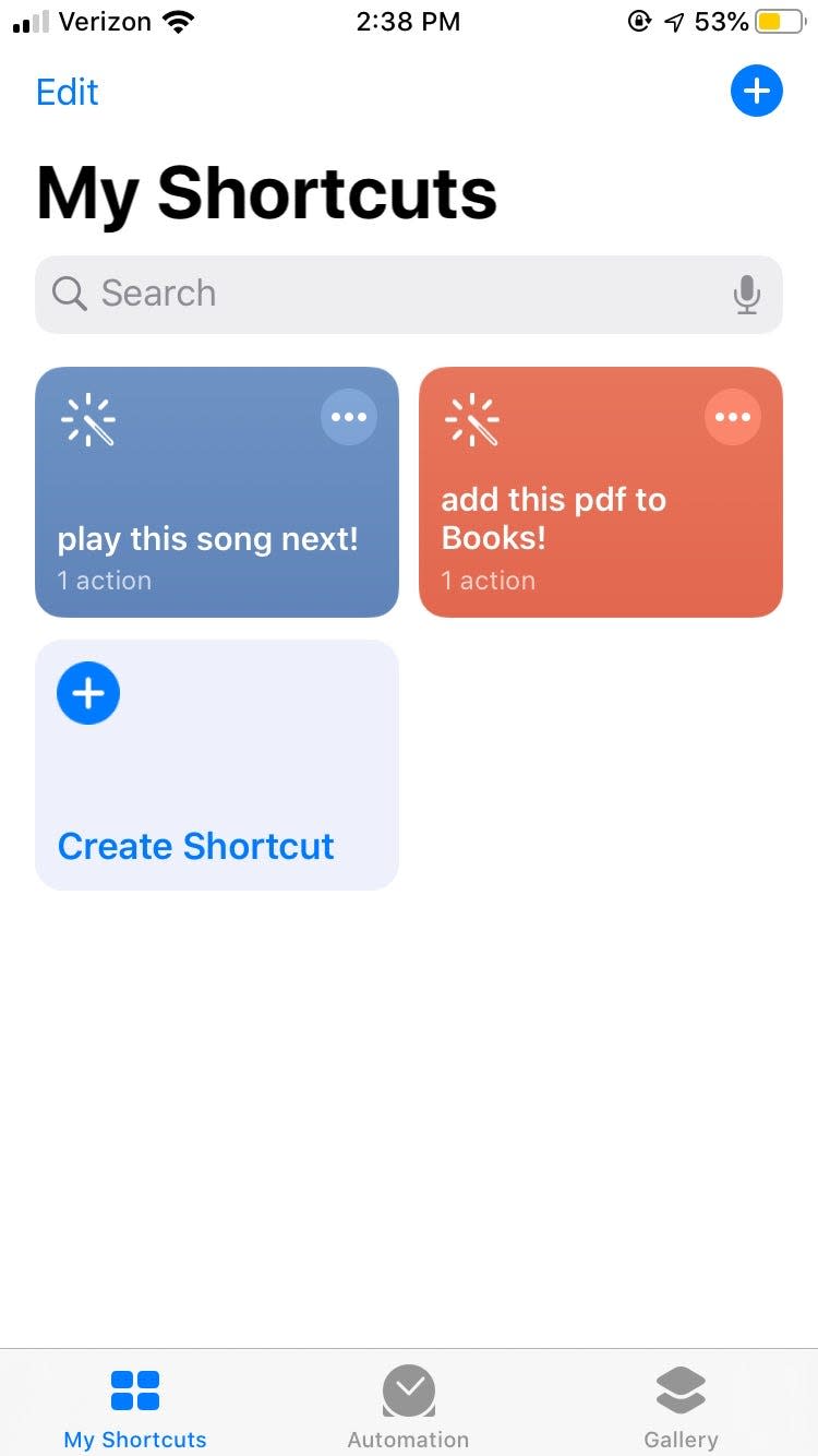 How to create shortcut iOS 13