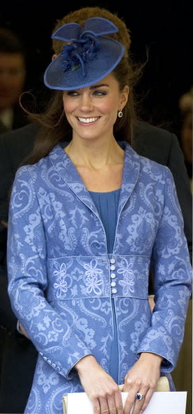 This weekend, Kate Middleton wore a blue brocade jacket to Prince Philip's 90th birthday that looked very familiar