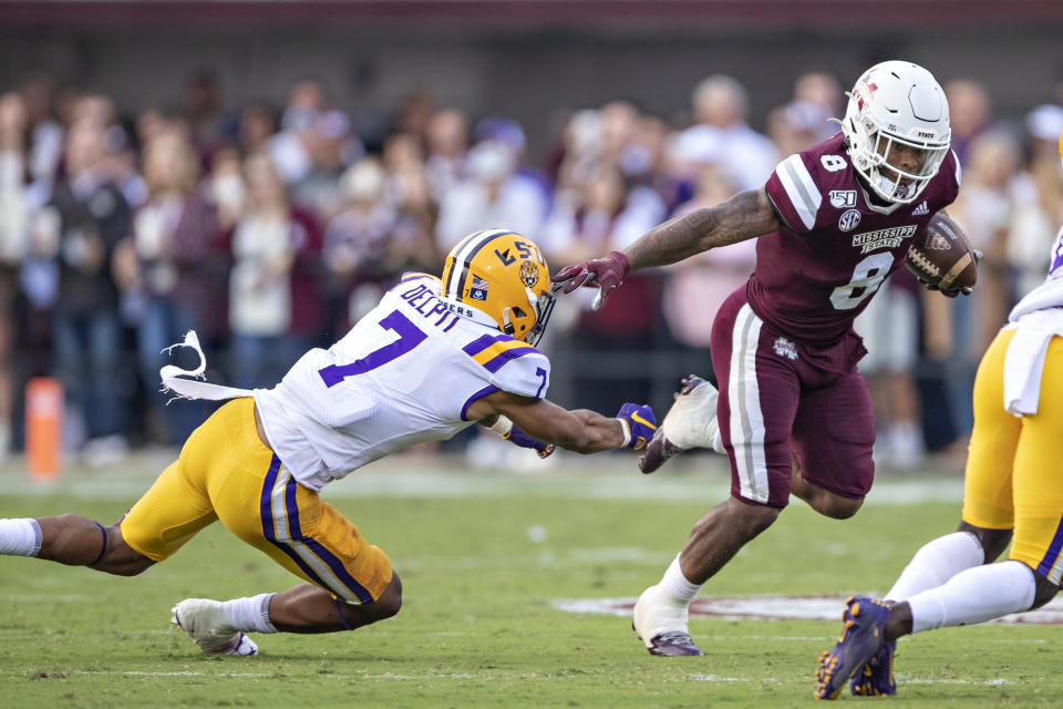 Can Mississippi State and RB Kylin Hill finish the season with a winning record? (Photo by Wesley Hitt/Getty Images)