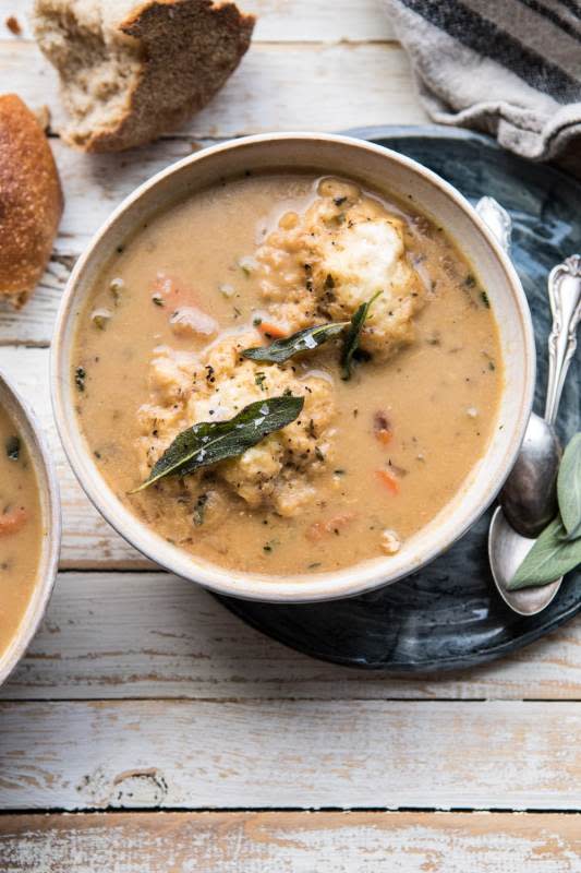 <p>Half Baked Harvest</p><p>Taking a classic and upping the flavor with caramelized shallots, slow-cooked chicken, fresh sage, and creamy gorgonzola cheese. All mixed into a warming herb-filled soup base with light and airy dumplings that make every bite so delicious.</p><p><strong>Get the recipe: <a href="https://www.halfbakedharvest.com/one-pot-chicken-and-sage-dumplings/" rel="nofollow noopener" target="_blank" data-ylk="slk:One-Pot Chicken and Sage Dumplings;elm:context_link;itc:0;sec:content-canvas" class="link "><em>One-Pot Chicken and Sage Dumplings</em></a></strong></p>