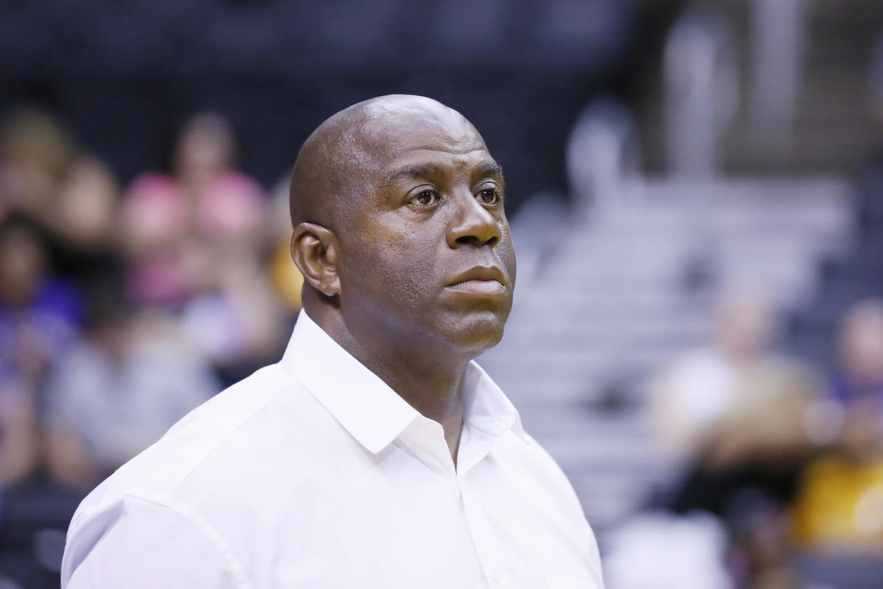 Missing the playoffs this season would be viewed as a massive failure for Magic Johnson. (Getty)