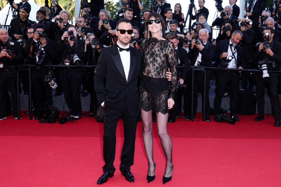 Anthony Vaccarello and Charlotte Gainsbourg attend the Cannes Film Festival