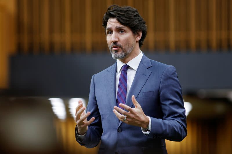 Canada's Prime Minister Justin Trudeau speaks during Question Period in the House of Commons on Parliament Hill in Ottawa